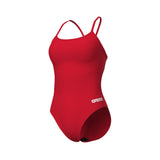 WOMEN'S SWIMSUIT LACE BACK SOLID RED-WHITE