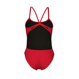 WOMEN'S SWIMSUIT LACE BACK SOLID RED-WHITE