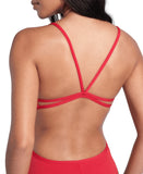 WOMEN'S SWIMSUIT LACE BACK SOLID RED-WHITE