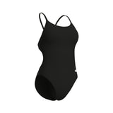 WOMEN'S SWIMSUIT LACE BACK SOLID BLACK-WHITE