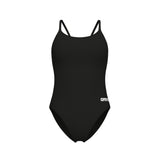 WOMEN'S SWIMSUIT LACE BACK SOLID BLACK-WHITE