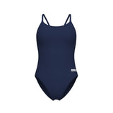 WOMEN'S SWIMSUIT LACE BACK SOLID NAVY-WHITE