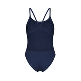 WOMEN'S SWIMSUIT LACE BACK SOLID NAVY-WHITE