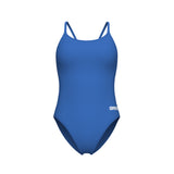 WOMEN'S SWIMSUIT LACE BACK SOLID ROYAL-WHITE