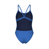 WOMEN'S SWIMSUIT LACE BACK SOLID ROYAL-WHITE