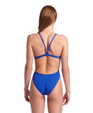 WOMEN'S SWIMSUIT LACE BACK SOLID ROYAL-WHITE