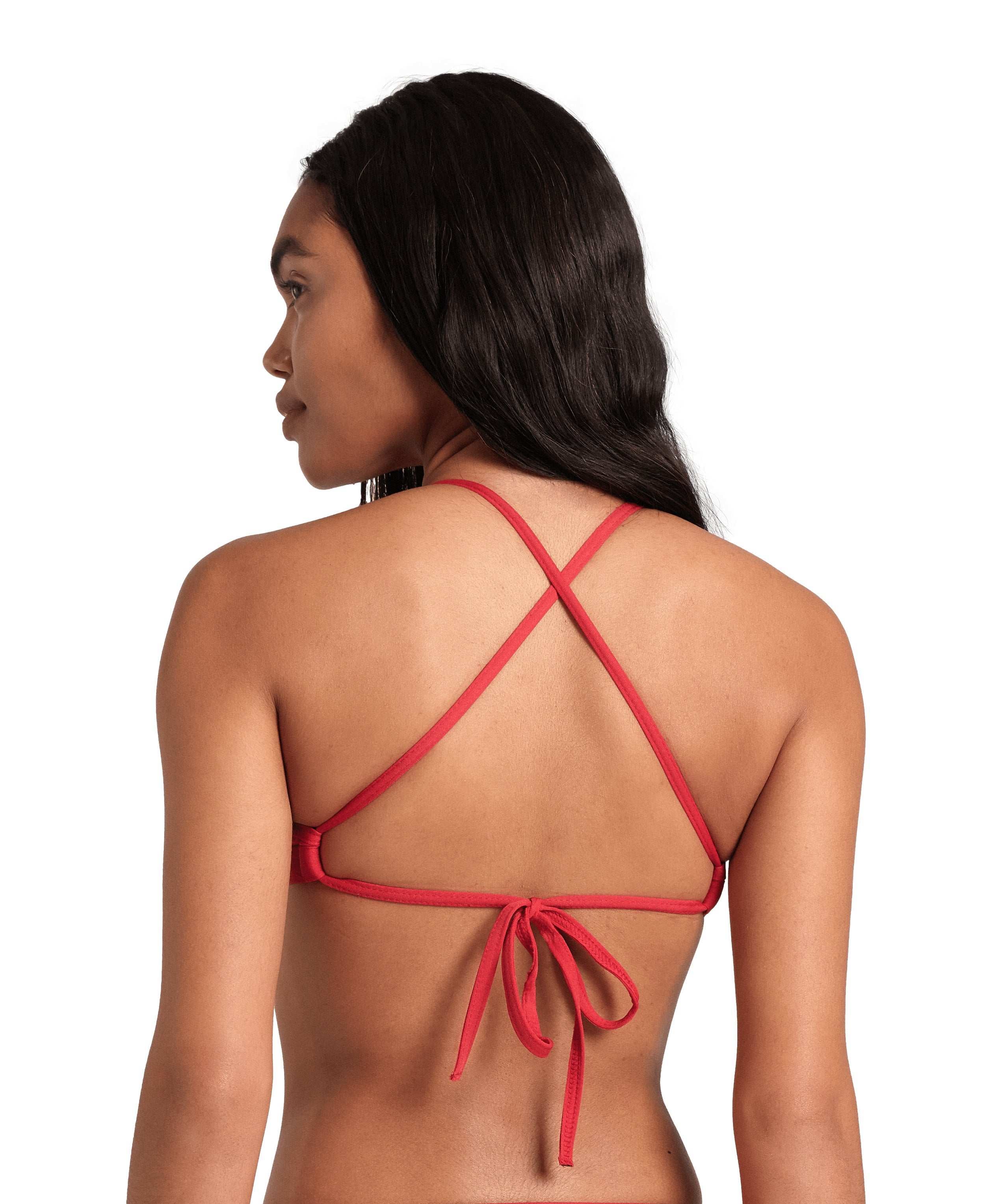 WOMEN’S TEAM SWIM TOP TIE BACK SOLID - RED