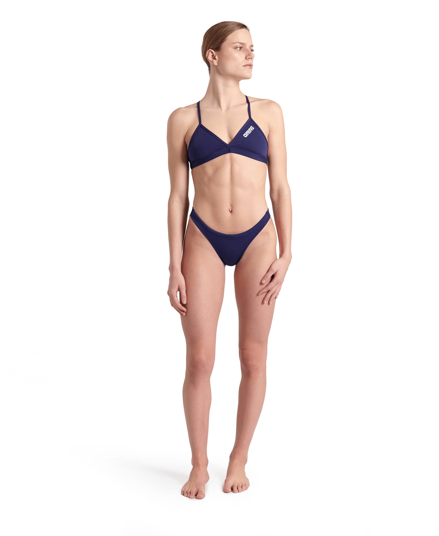 WOMEN’S TEAM SWIM TOP TIE BACK SOLID - NAVY