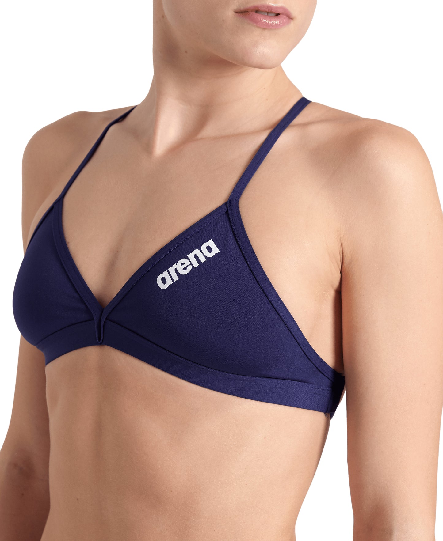 WOMEN’S TEAM SWIM TOP TIE BACK SOLID - NAVY