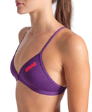WOMEN’S TEAM SWIM TOP TIE BACK SOLID - PURPLE/RED