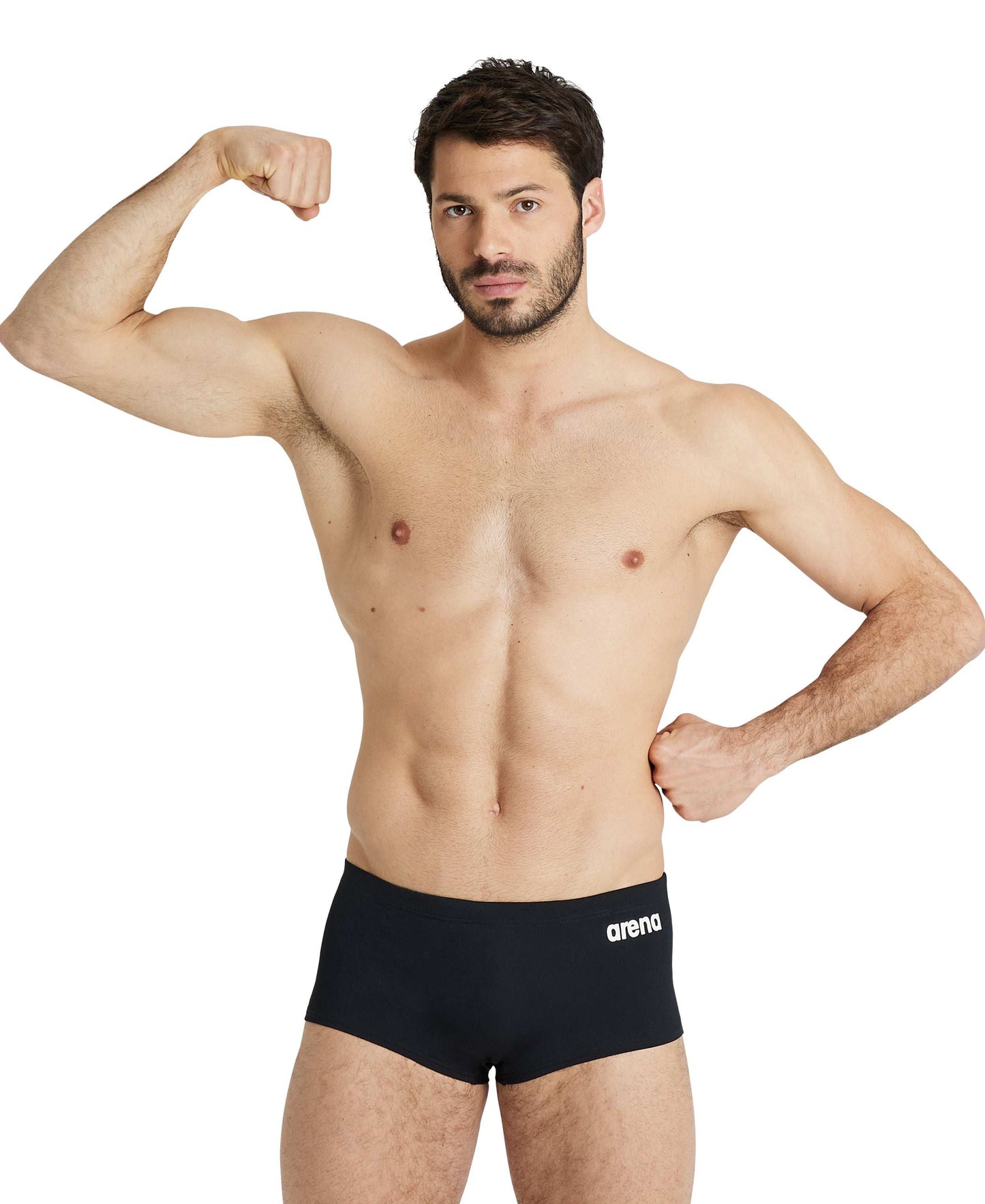ARENA MEN'S TEAM SWIM LOW WAIST SHORT SOLID BLACK-WHITE
