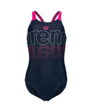 Pige badedragt med V-ryg – Graphic Navy/Freak Rose