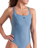 WOMEN'S ARENA SOLID SWIMSUIT CONTROL PRO BACK STONE GREY