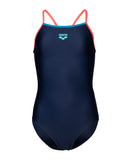 GIRL'S ARENA SWIMSUIT LIGHT DROP SOLID NAVY-FLUO RED