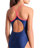 GIRL'S ARENA SWIMSUIT LIGHT DROP SOLID NAVY-FLUO RED