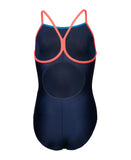 GIRL'S ARENA SWIMSUIT LIGHT DROP SOLID NAVY-FLUO RED