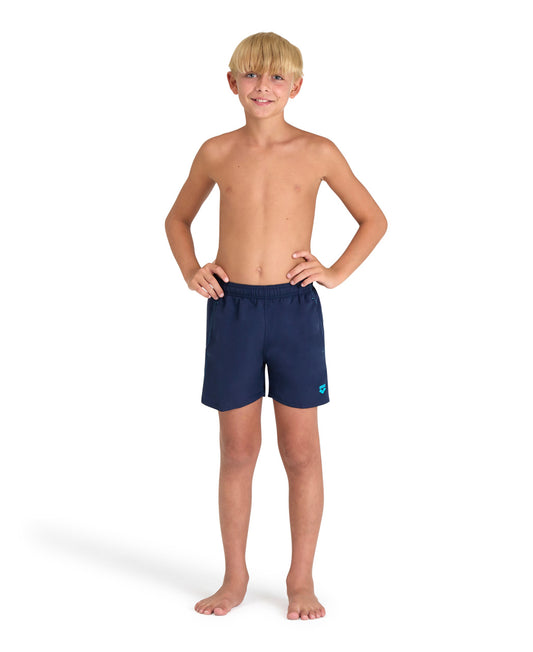 BOYS' BEACH BOXER SOLID - Navy Turquoise