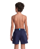 BOYS' BEACH BOXER SOLID R NAVY-TURQUOISE
