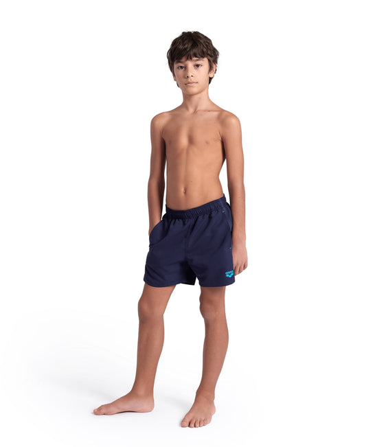 BOYS' BEACH BOXER SOLID R NAVY-TURQUOISE