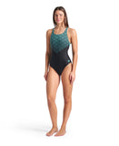 WOMEN'S ARENA KIKKO V SWIMSUIT V BACK GRAPHIC BLACK