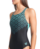 WOMEN'S ARENA KIKKO V SWIMSUIT V BACK GRAPHIC BLACK