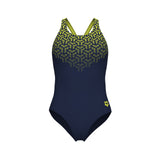 WOMEN'S ARENA KIKKO V SWIMSUIT V BACK GRAPHIC - NAVY