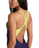 WOMEN'S ARENA KIKKO V SWIMSUIT V BACK GRAPHIC - NAVY