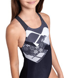 ARENA LOGO KIKKO SWIMSUIT SWIM PRO BACK - BLACK/GERY