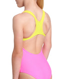 GIRL'S ARENA KIKKO V SWIMSUIT SWIM PRO BACK - PINK / YELLOW