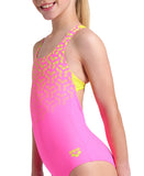 GIRL'S ARENA KIKKO V SWIMSUIT SWIM PRO BACK - PINK / YELLOW