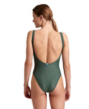 WOMEN'S ARENA TEAM STRIPE SWIMSUIT U BACK - SAGE