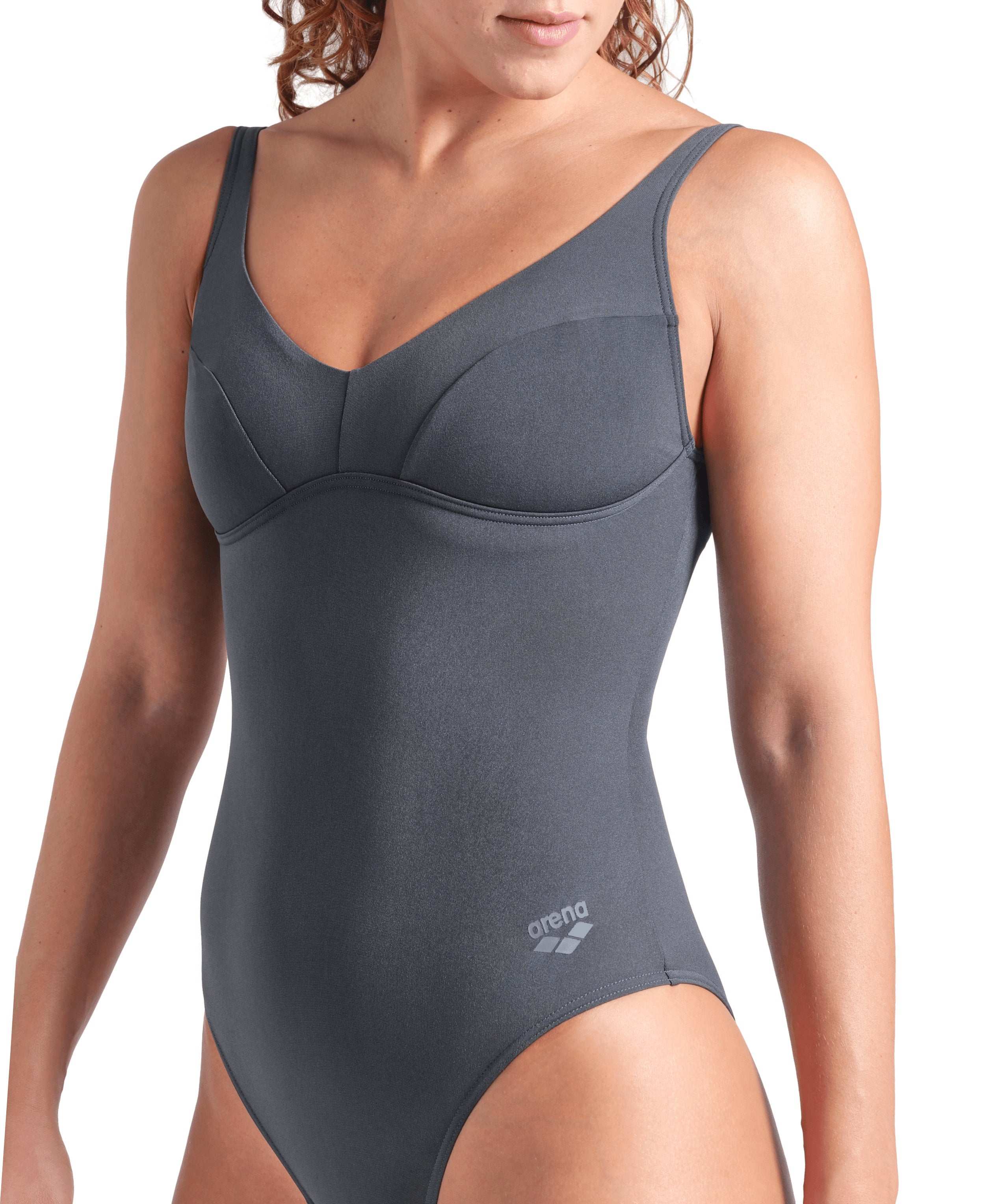 WOMEN'S ARENA SWIMSUIT VICTORIA U BACK SOLID ASPHA
