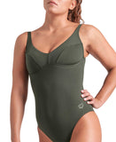 WOMEN'S ARENA SWIMSUIT VICTORIA U BACK SOLID DARK SAGE