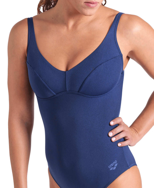 WOMEN'S ARENA SWIMSUIT VICTORIA U BACK SOLID NAVY