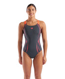 WOMEN'S ARENA POSEIDONIA SWIMSUIT SWIM PRO BACK ASPHALT-CORAL