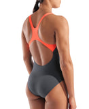 WOMEN'S ARENA POSEIDONIA SWIMSUIT SWIM PRO BACK ASPHALT-CORAL