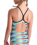 GIRL'S ARENA RACING STRIPE SWIMSUIT LIGHTDROP BACK
