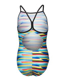 GIRL'S ARENA RACING STRIPE SWIMSUIT LIGHTDROP BACK