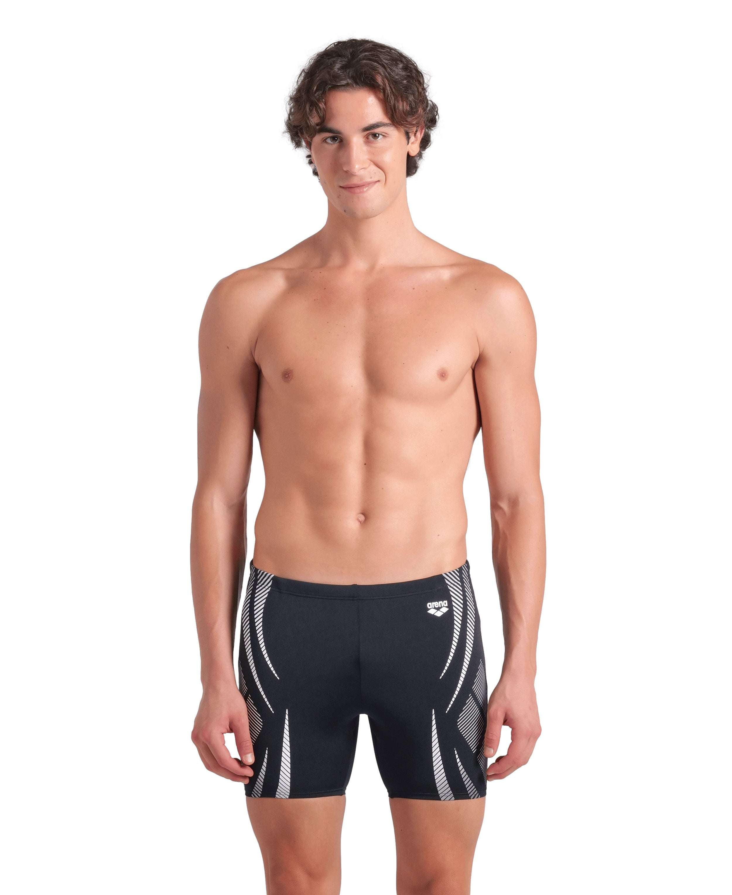 MEN'S ARENA POSEIDONIA SWIM MID JAMMER BLACK-WHITE