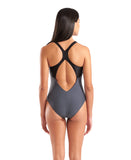 WOMEN'S ARENA GRID SWIMSUIT V BACK GRAPHIC ASPHALT