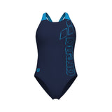 WOMEN'S ARENA SCRATCHY SWIMSUIT V BACK NAVY-TURQUOISE