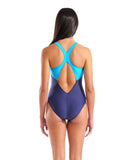 WOMEN'S ARENA SCRATCHY SWIMSUIT V BACK NAVY-TURQUOISE