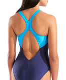 WOMEN'S ARENA SCRATCHY SWIMSUIT V BACK NAVY-TURQUOISE