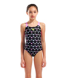 GIRL'S ARENA MULTIPLE DOT SWIMSUIT SWIM PRO BACK L