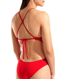 WOMEN'S ARENA SWIMSUIT TIE BACK SOLID RED
