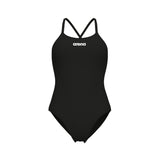 WOMEN'S ARENA SWIMSUIT TIE BACK SOLID BLACK