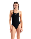 WOMEN'S ARENA SWIMSUIT TIE BACK SOLID BLACK