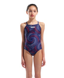GIRL'S ARENA FIREFLOW SWIMSUIT LIGHTDROP BACK NAVY