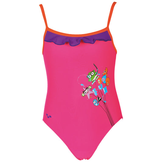 Arena AWT Rouche Badedragt Junior - Pink/Freisa Mango