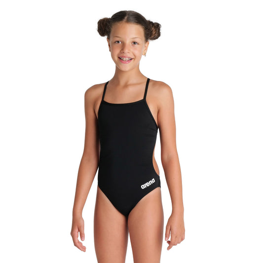 GIRL'S TEAM SWIMSUIT CHALLENGE SOLID BLACK-WHITE